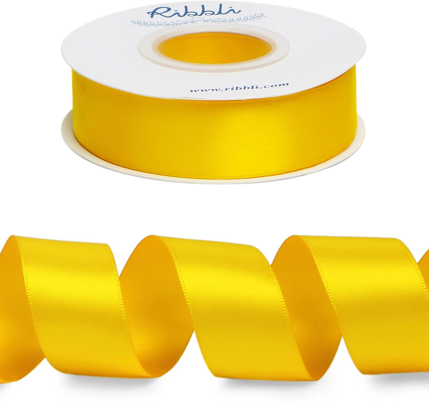 Ribbli Maize Yellow Double Faced Satin Ribbon,1” x Continuous 25 Yards,Use for Bows Bouquet,Gift Wrapping,Baby Shower,Floral Arrangement