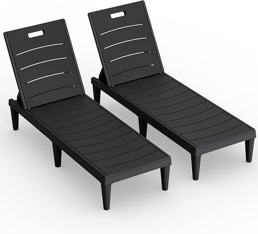 Greesum Outdoor Chaise Lounge Chair Set of 2, Waterproof 5-Position Adjustable by BuynowfromGreesum