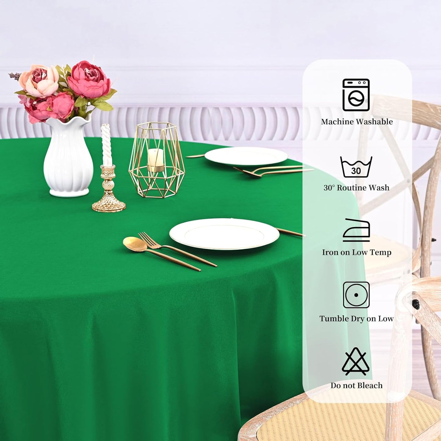10 Pack Green Round Tablecloths - 90 Inch, Polyester Table Cover, Stain and Wrinkle Resistant Washable Fabric Table Cloth for Wedding Banquet Parties