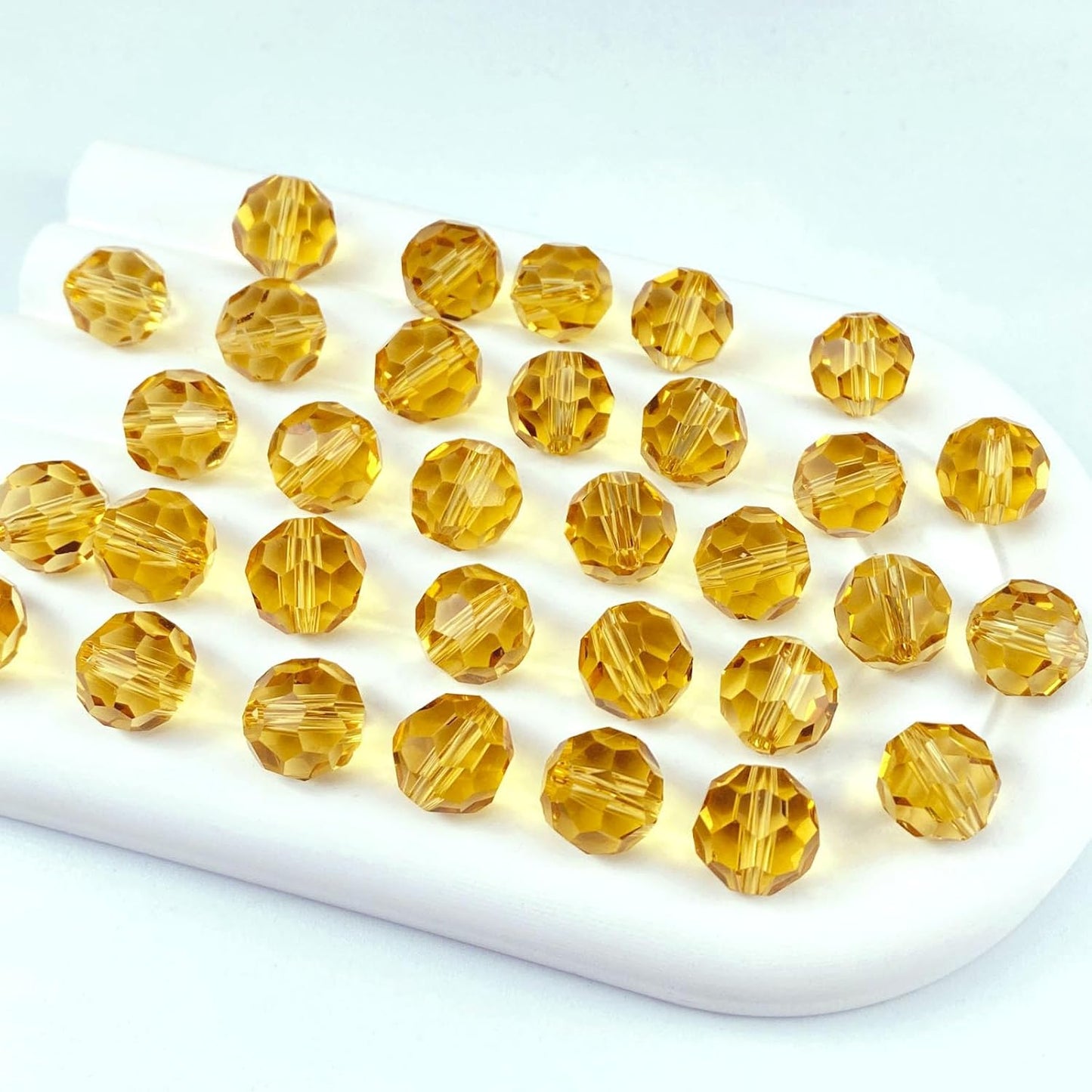 200 PCS 6mm Crystal Glass Beads Round Multiple Faceted Loose Spacer Glass Beads for DIY Handcrafte Bracelet Necklace Earring Jewelry Making(Gold Champagne)