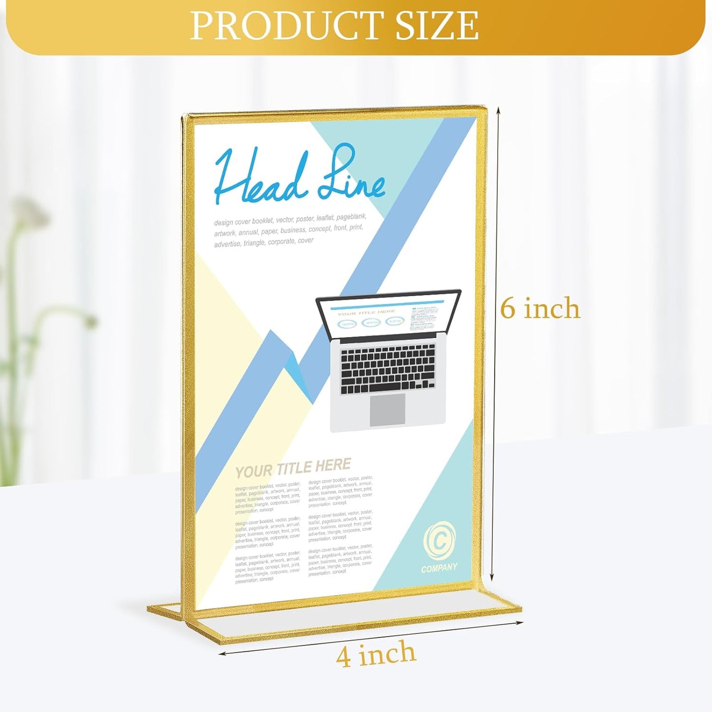 Hoteam 30 Pack 4 x 6 Clear Acrylic Sign Holder with Gold Borders, Gold Picture Frame, Double Sided Wedding Table Number, Acrylic Menu Stands for Wedding Table, Restaurant Sign, Photos