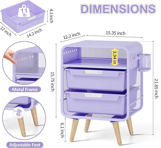 SYKIARIOL Kids Nightstand, Girls Bedside Table, Night Side Table, Kids Night - Image 3