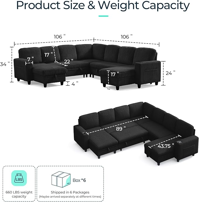 LINSY HOME Sectional Sleeper Sofa - Image 2