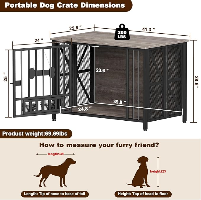 EasyCom Foldable Dog Crate Furniture, 41.3" Dog Crates - Image 5