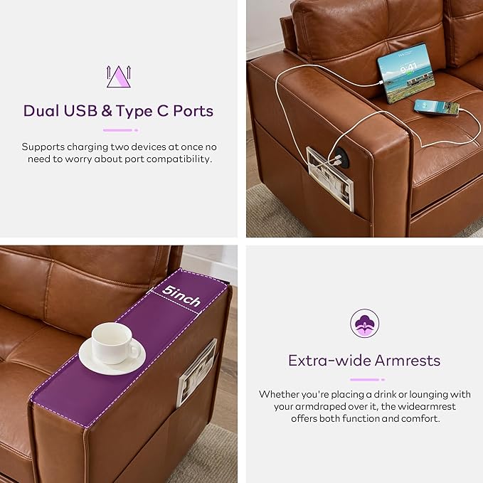 TYBOATLE 88" W Faux Leather Couches - Image 6