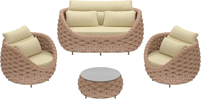 TWT 6-Piece Aluminum Patio Furniture Set, Olefin Rope Modern Outdoor - Image 7