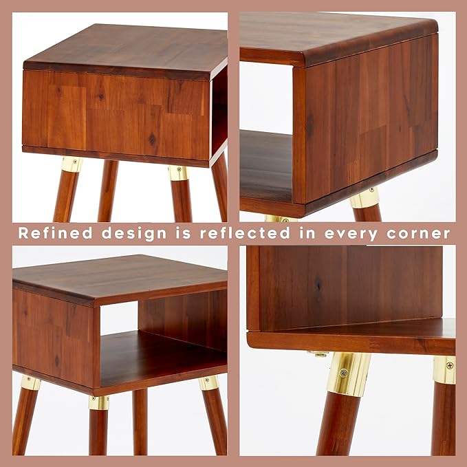 Bme Dinkee Solid Wood Nightstand, Fully Assembled, Without Drawer - Image 5