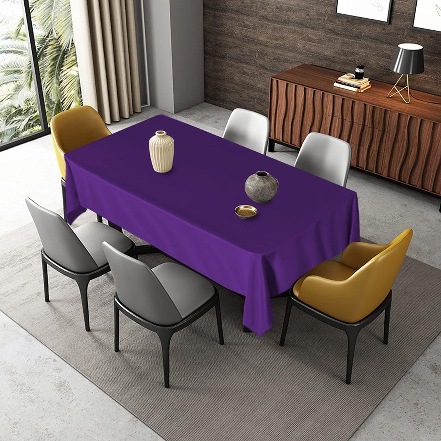 Fitable Rectangle Tablecloth Stain and Wrinkle Resistant Washable Polyester Table Cloth for Buffet Parties and Camping (60x102 inch, Purple)