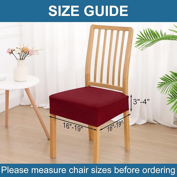 Smiry Waterproof Seat Covers for Dining Room Chairs Set of 8, Stretch Jacquard - Image 2