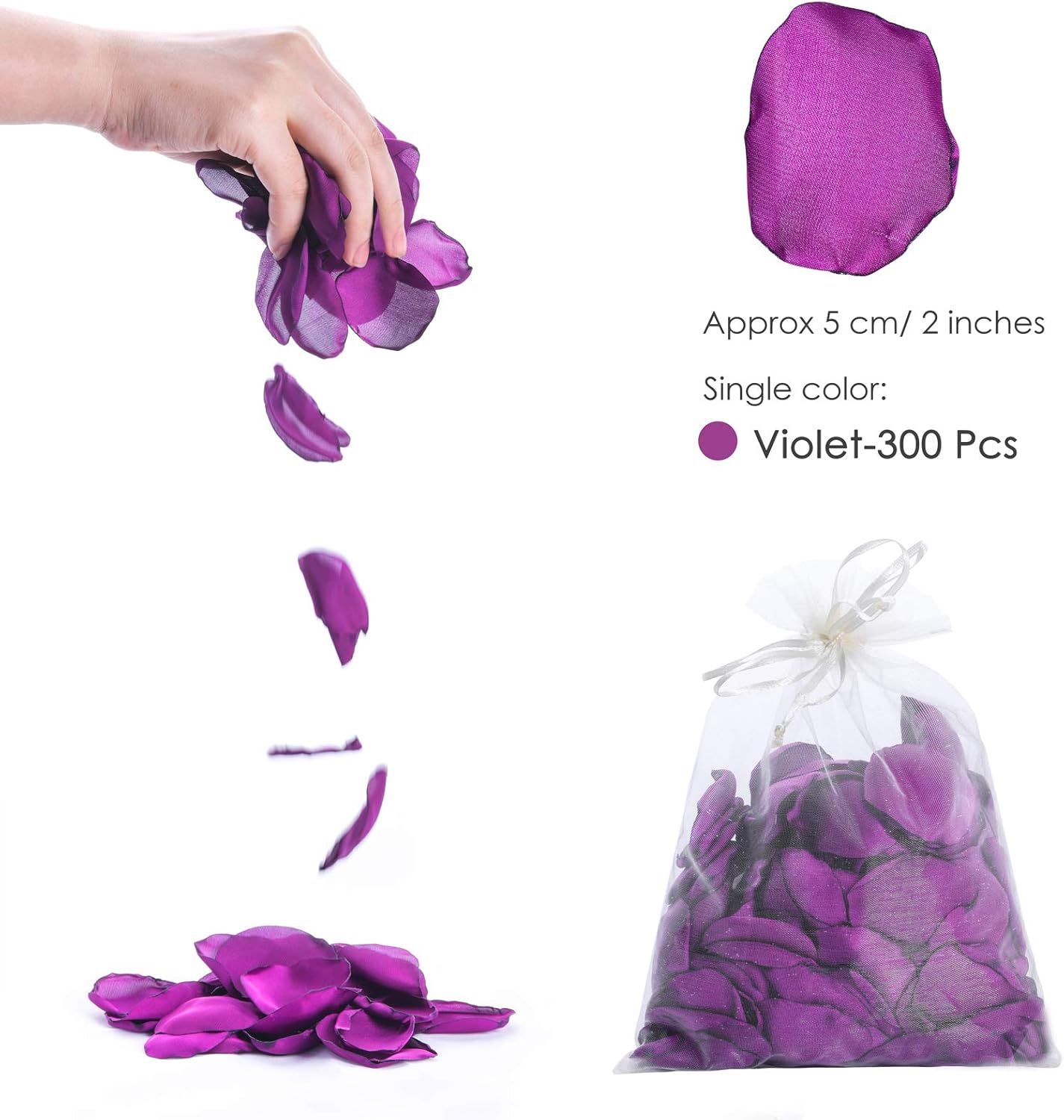 Purple Silk Rose Petals 300pcs Reusable Realistic Fake Flower Petals for Wedding Flower Girl Basket Party Table Centerpieces Anniversary Valentines Decoration(Violet)