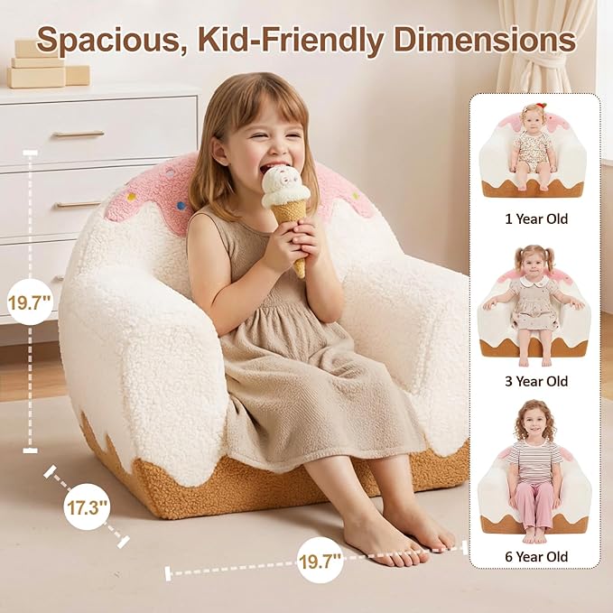 OUOZZZ Toddler Chair for Ages 1–6, Soft Sherpa Kids Sofa - Image 3