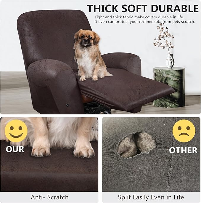 ANARACHON Recliner Chair Covers Leather Like, 4 Pieces Recliner Cover - Image 2