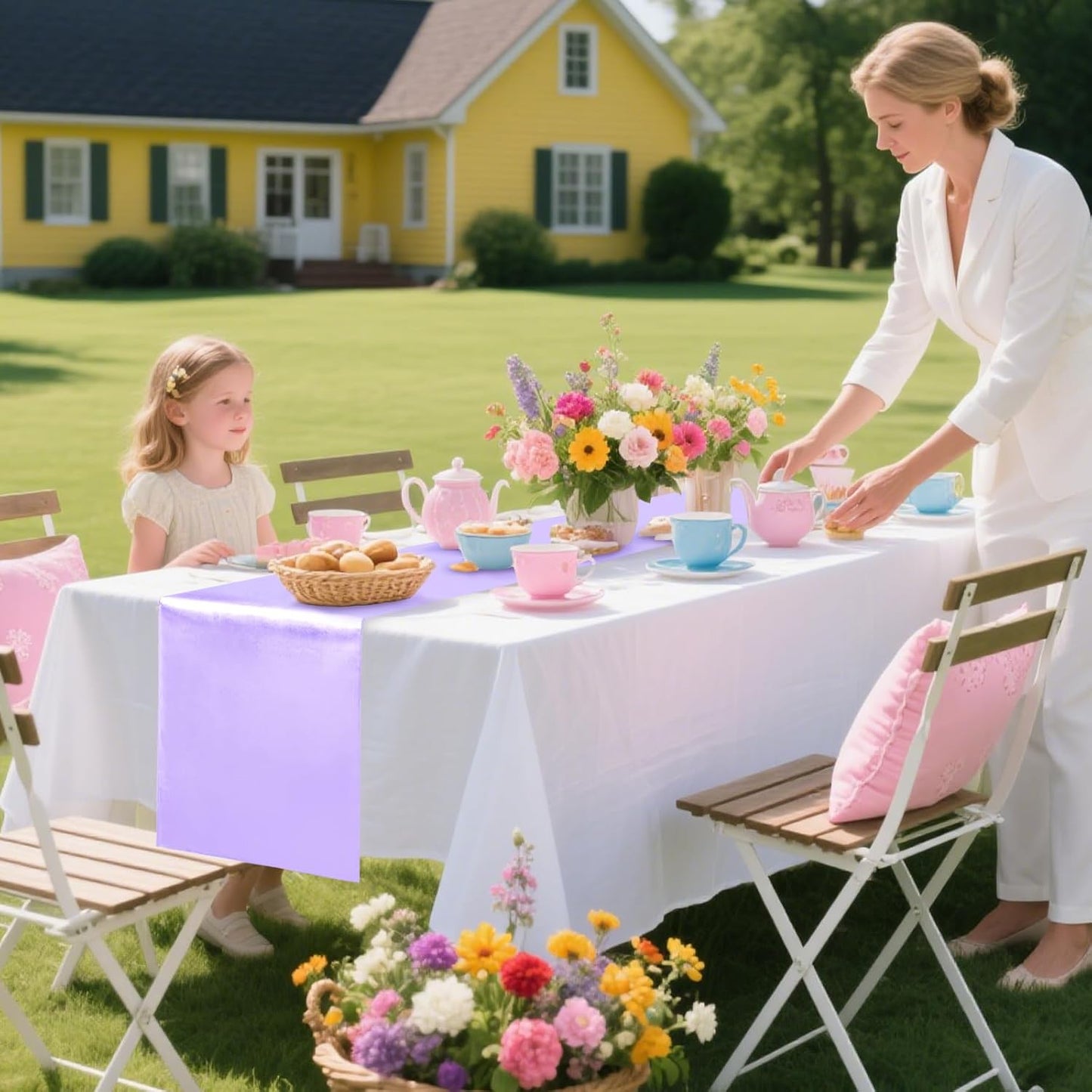 10 Pack Satin Table Runner 12 x 108 Inch Long Lavender Silk Table Runner for Wedding Party Banquet Birthday Decoration