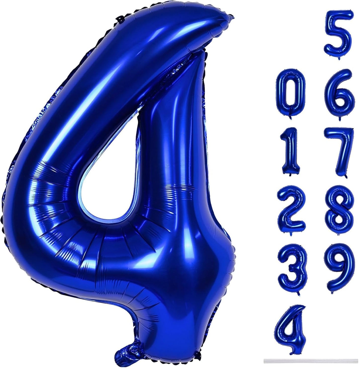 Navy Blue Foil Balloon Number 4, 40'' Giant Self Inflating Number Balloons Set 0-9, Large Dark Blue Number 4 Helium Balloon for Boys 4th Birthday Anniversary Party Decorations Supplies