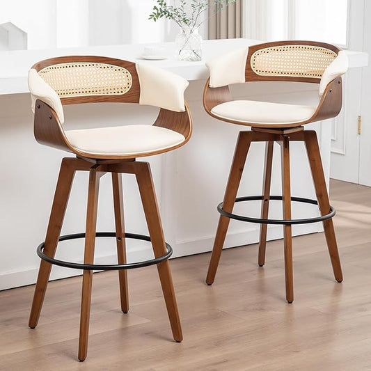 Set of 2 Rattan Swivel Counter Stools by KUNZENTLIVING