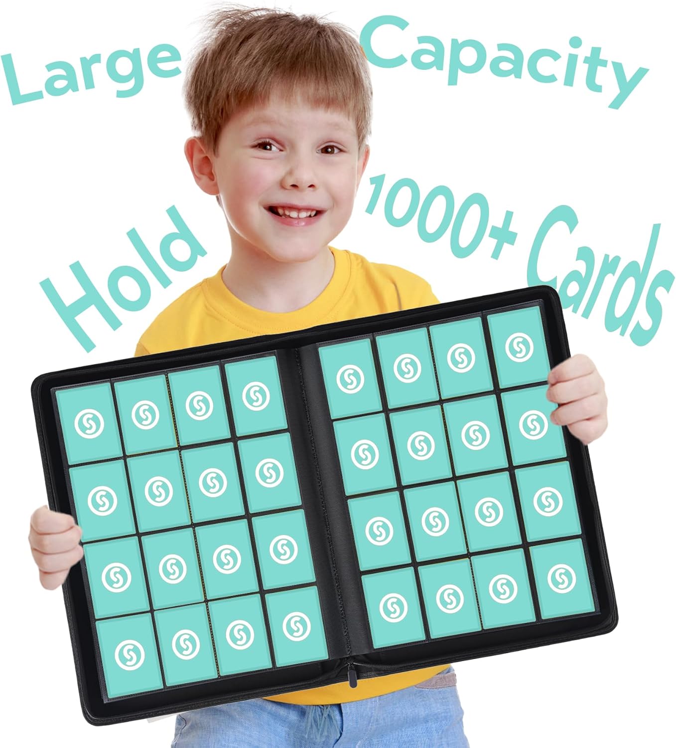 1000+ Pockets Trading Card Binder, Premium 16 Pocket Card Binder, Ringless Side Loading Collection Album Holder Folders for MTG, TCG, Game Cards & Sports Cards (Blue)