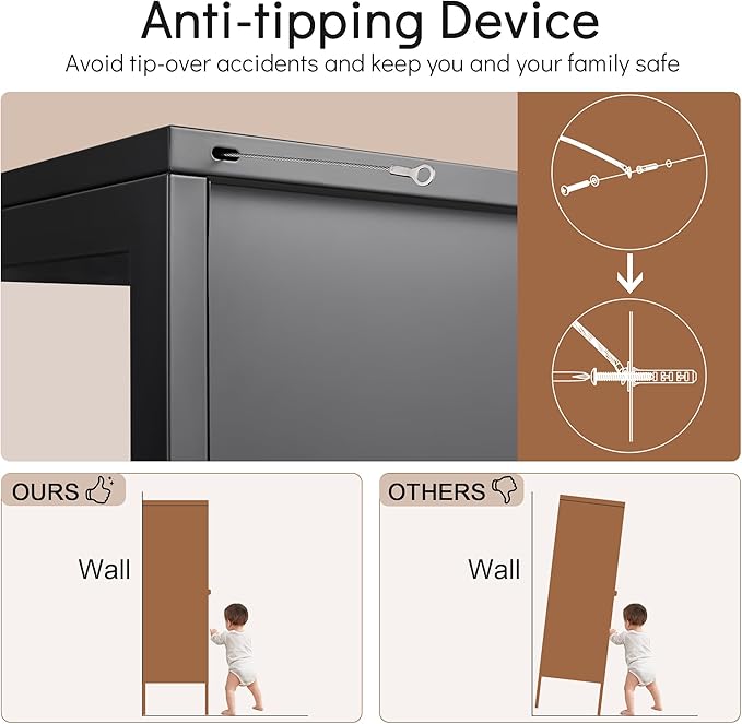 Polup Display Cabinet with 3 Side Tempered Glass, Metal Storage Cabinet & - Image 5