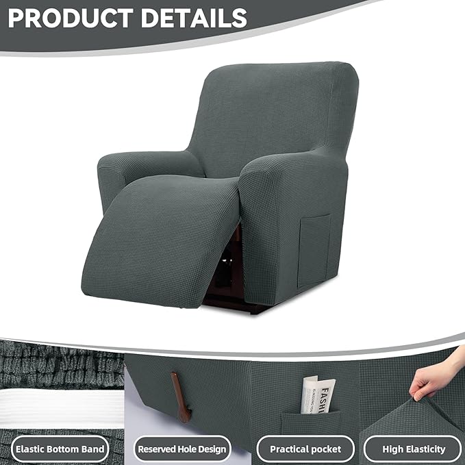 Cupuamon Recliner Chair Covers, Lazy Boy Recliner Covers Stretch Reclining - Image 4