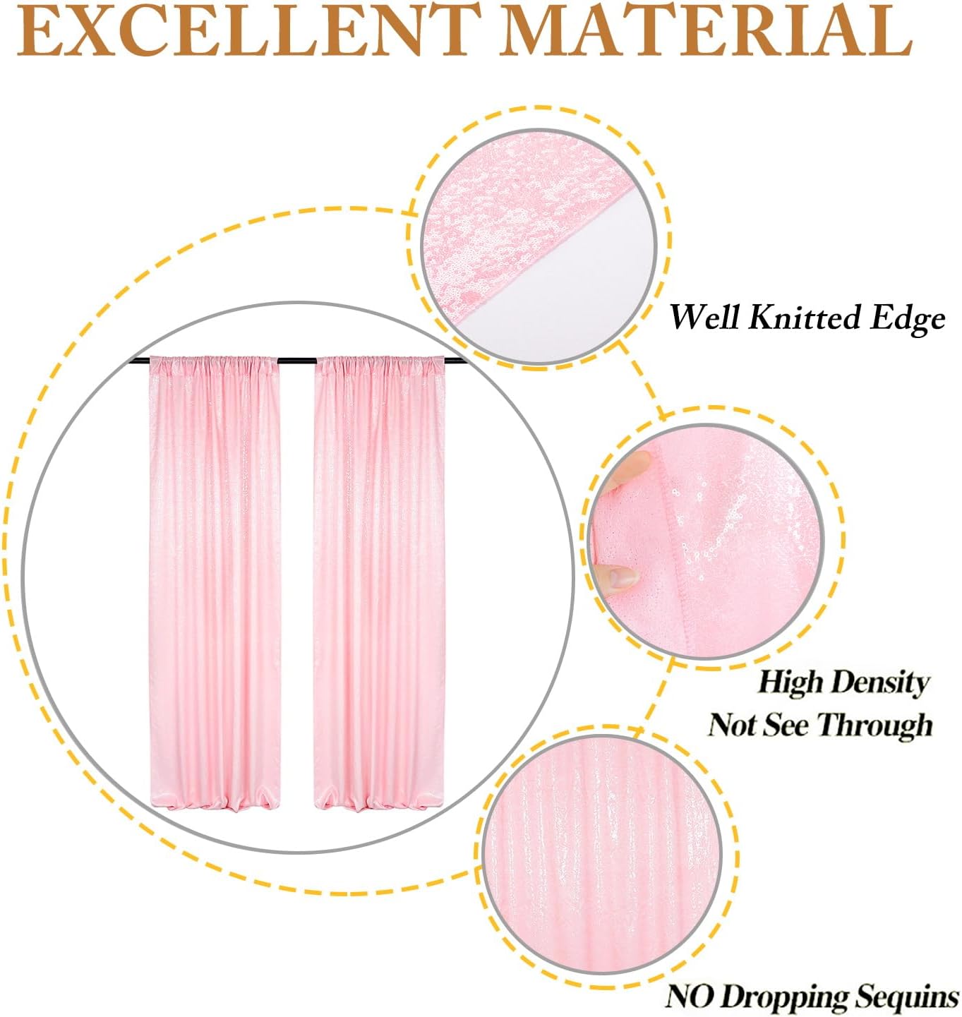 ShinyBeauty Sequin Curtains 4 Panels Baby Pink | 2Ft x 8Ft Sparkle Photo Backdrop | Shimmer Background for Parties & Events | Perfect for Baby Showers & Weddings | Durable & Elegant