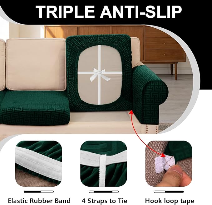 UNBBRRL 10 Pieces Stretch Sofa Cushion Covers - Image 3