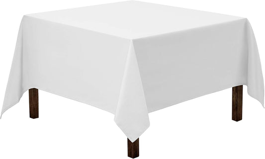 Gee Di Moda Square Tablecloth - 52 x 52 Inch White Table Cloth for Small Square or Round Tables - Heavy Duty Washable Fabric - for Buffet Table, Holiday Party, Dinner, Wedding & Baby Shower