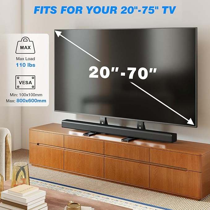 Rfiver Universal TV Stand for 20-70 inch Flat Curved TVs, Height Adjustable - Image 2
