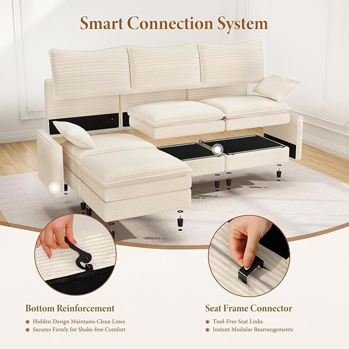 Vesgantti 142" Cloud Couch Sectional Modular Sofa, Comfy Sectional Couch - Image 5