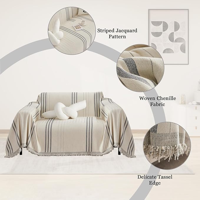 DREAMINGO Chenille Armchair Cover Jacquard Sofa Covers Washable Furniture - Image 4