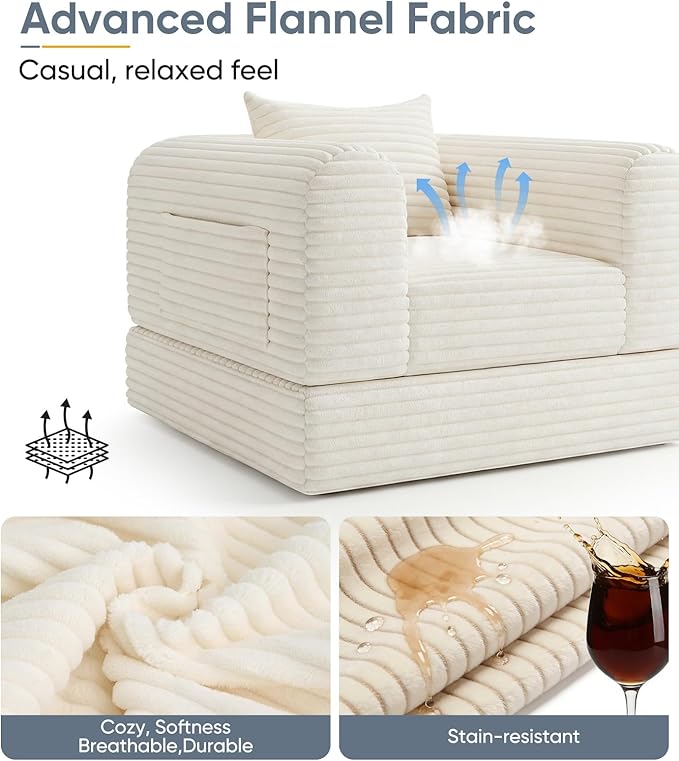 Versatile 2 in1 Loveseat Armchair Couch Convertible Boneless Chaise Lounge - Image 5