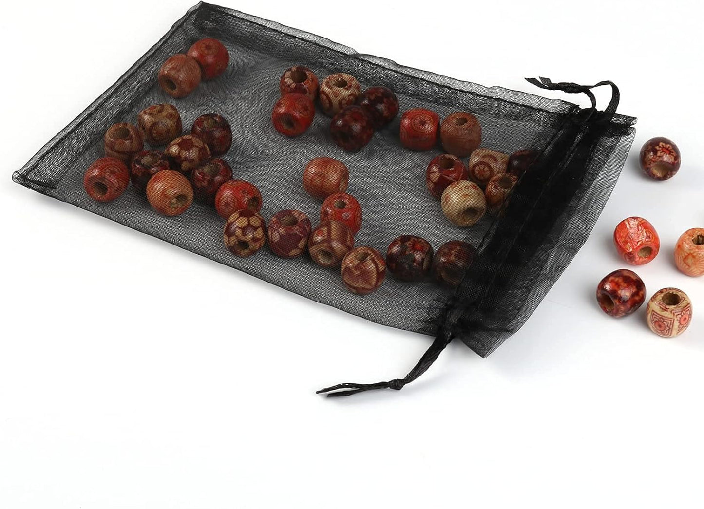 ANZNKU 100 Pack Premium Organza Bags, Black Drawstring Wedding Favor, 4x6 Inches Small Mesh for Halloween, Jewelry, Party, Christmas - Sheer Gift