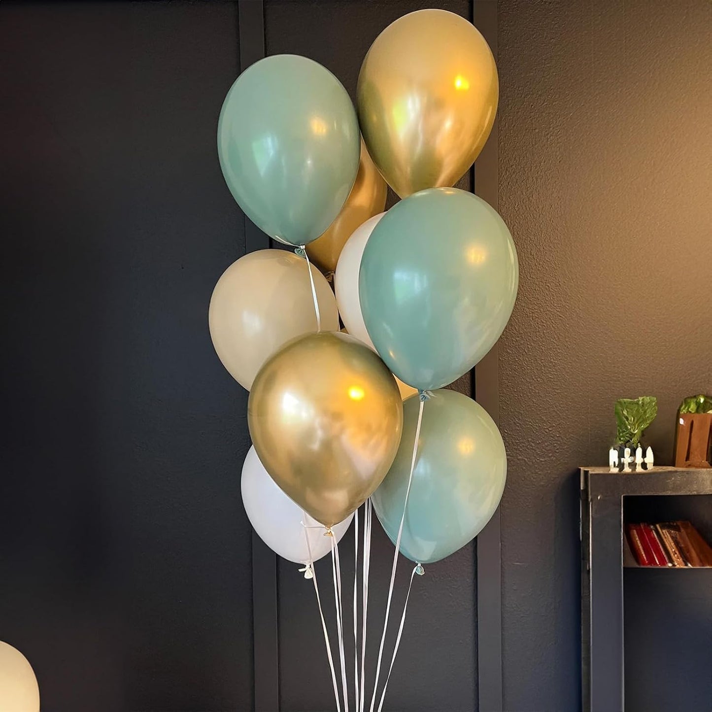 Balloons Green Gold, 60 Packs 12 Inch Retro Sage Green Gold Metallic Balloon, Olive Green White Latex Balloons for Wedding, Birthday, Baby Shower, Safari Jungle Party, Anniversary Decorations