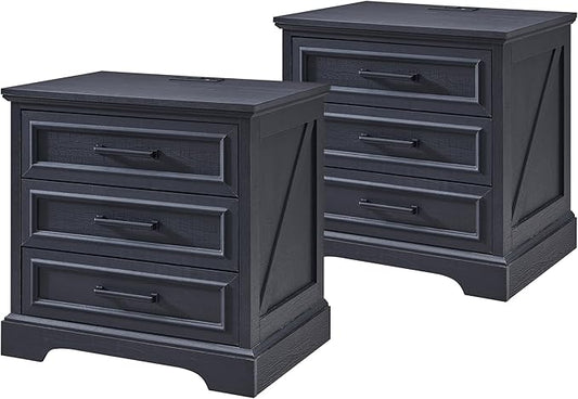 ACCOHOHO Farmhouse Nightstands Set of 2, 22 Inch Wide End Table by ACCOHOHO