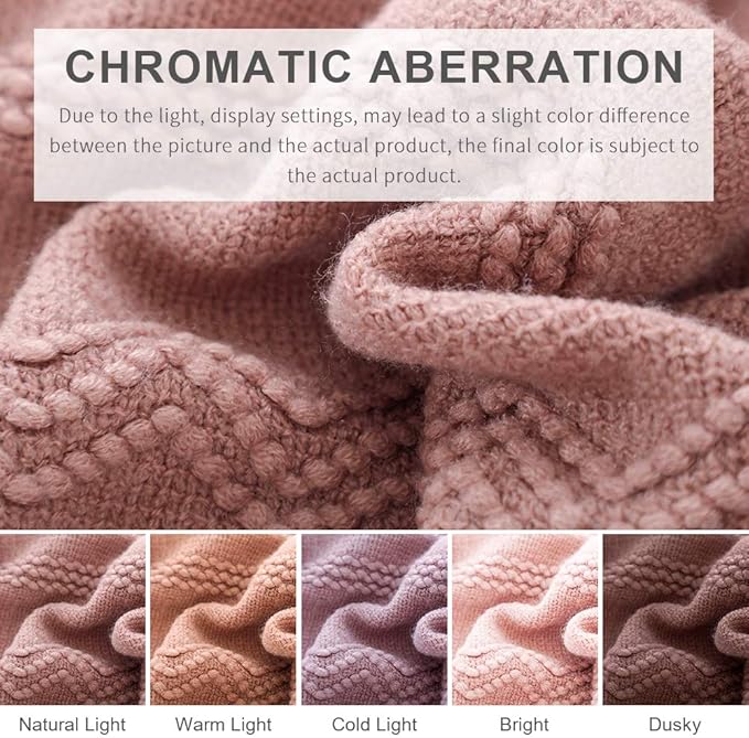 BOURINA Coral Pink Throw Blanket 50 x90 Inches Textured Solid Soft Sofa Throw - Image 8