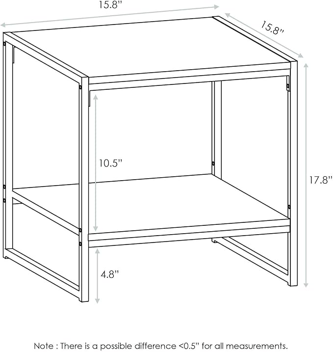 FURINNO Camnus Modern Living 2-Tier End Table, 15.9 in x 15.75 in x 18 in - Image 3