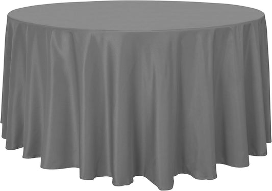 sancua Round Tablecloth - 120 Inch - Water Resistant Spill Proof Washable Polyester Table Cloth Decorative Fabric Table Cover for Dining Tables, Buffet Parties and Camping, Light Grey