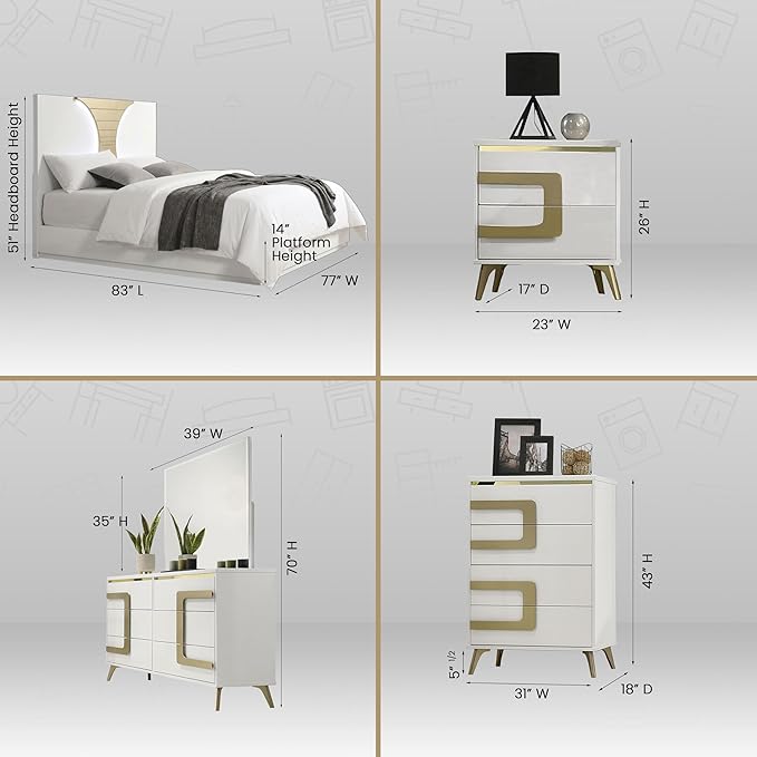 Kings Brand Furniture Claire 6-Piece King Size Bedroom Set - Image 6