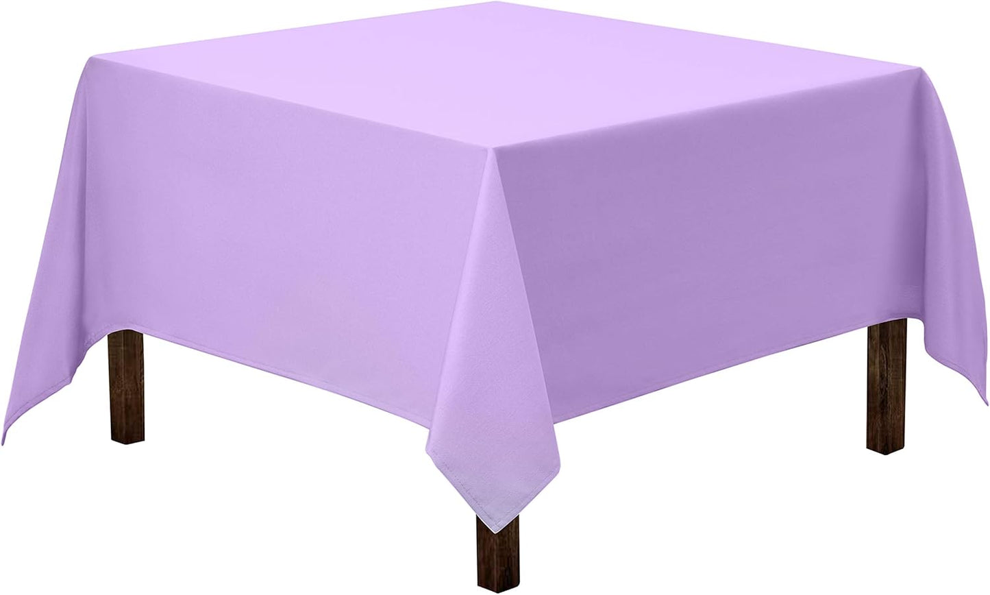 Gee Di Moda Square Tablecloth - 70 x 70 Inch Lavender Table Cloth for Medium Square or Round Tables - Heavy Duty Washable Fabric - for Buffet Table, Holiday Party, Dinner, Wedding & Baby Shower