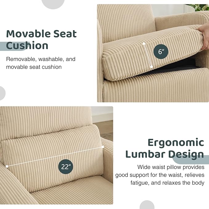 Swivel Rocker Recliner, Oversized Power Recliner Nursery Glider - Image 6