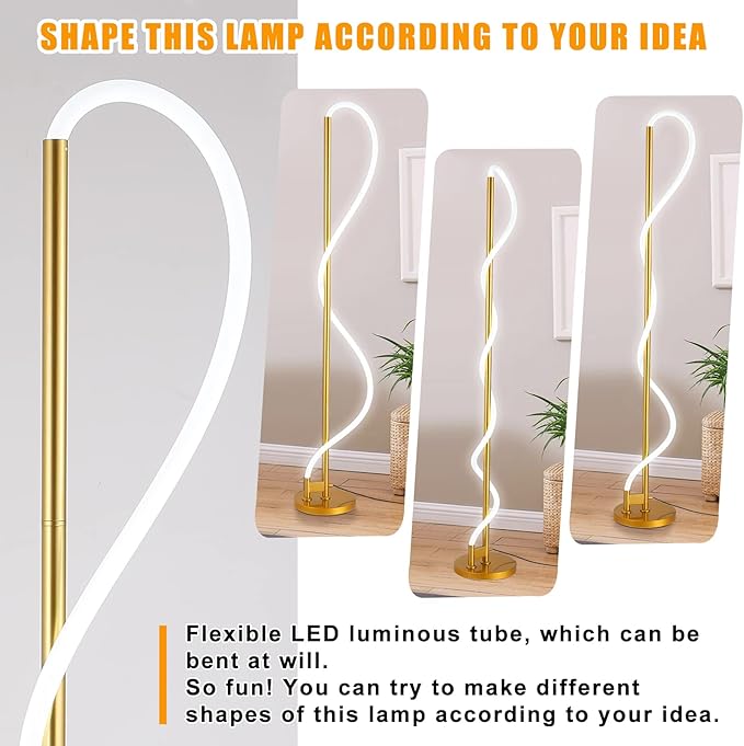 Modern LED Gold Floor Lamp, 3-Level Dimmable Flexible DIY Modeling Tall - Image 3