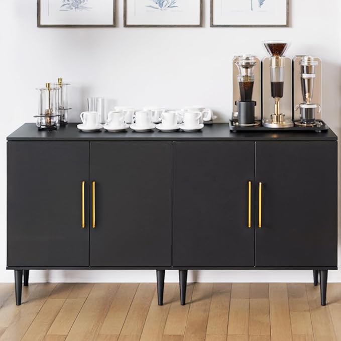 Vrullu Modern Storage Cabinet, Free Standing Buffet Cabinet, Wood Accent - Image 4