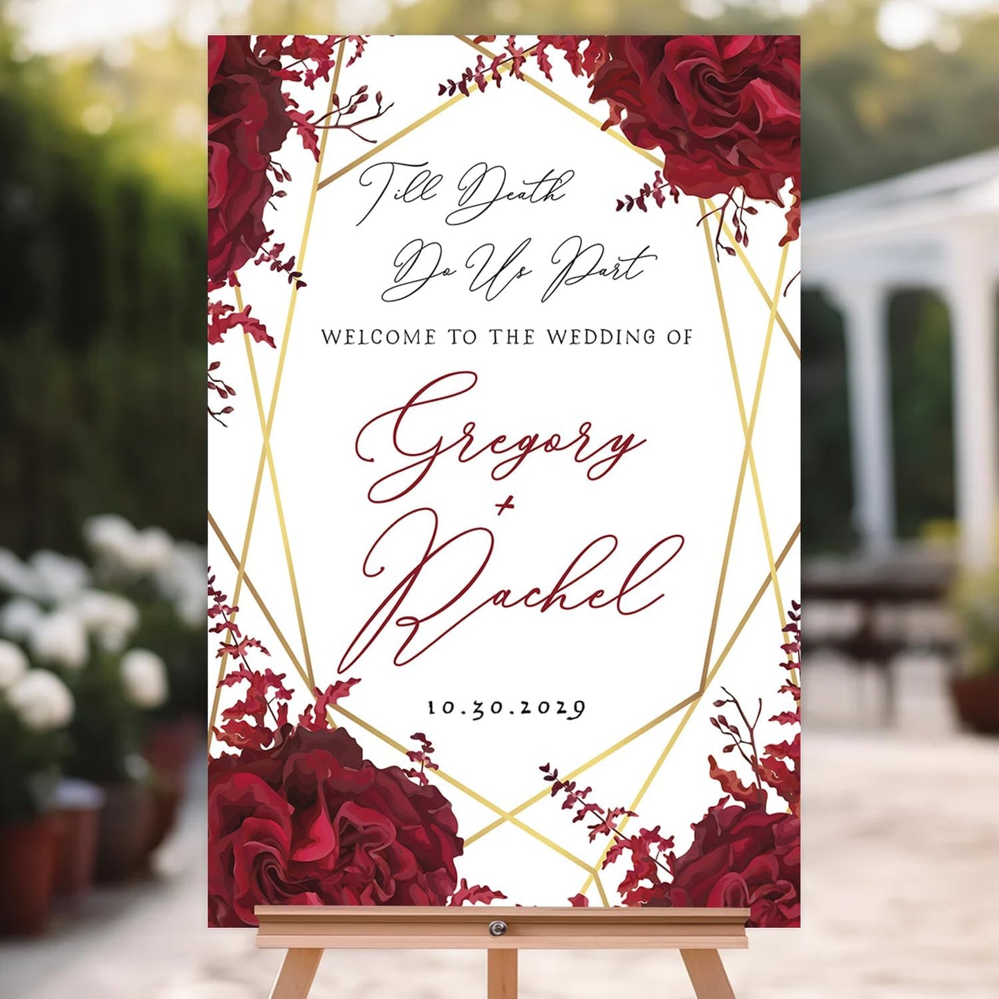 Halloween Til Death Do Us Part Gothic Welcome Board - Black Wedding Sign