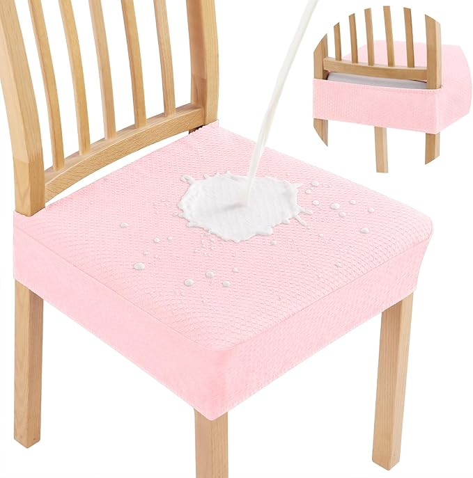 Smiry Waterproof Seat Covers for Dining Room Chairs Set of 6, Stretch Jacquard by Smiry