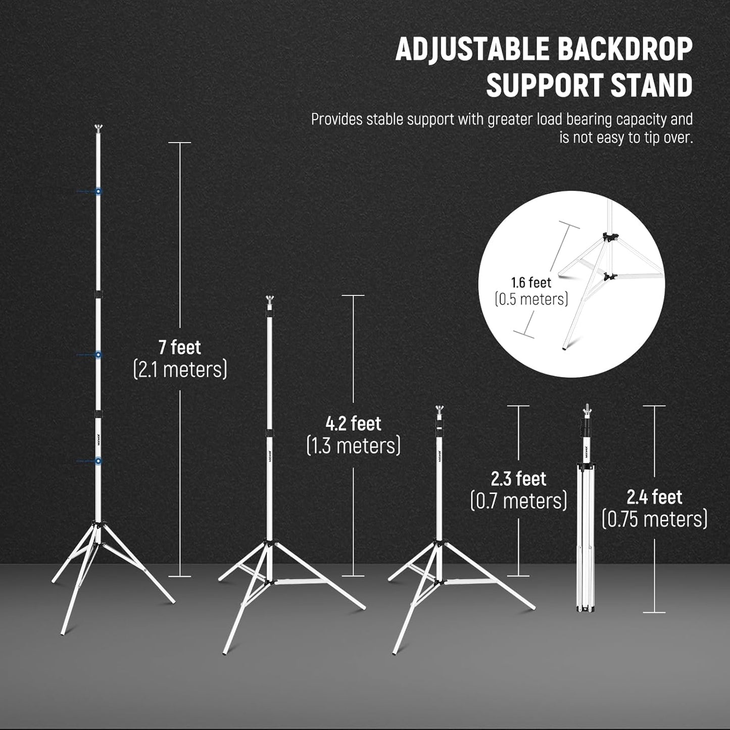 Neewer Photo Studio Backdrop Support System, 10ft/3m Wide 6.6ft/2m High Adjustable Background Stand with 4 Crossbars, 6 Backdrop Clamps, 2 Sandbags, and Bag for Portrait & Studio Photography-White