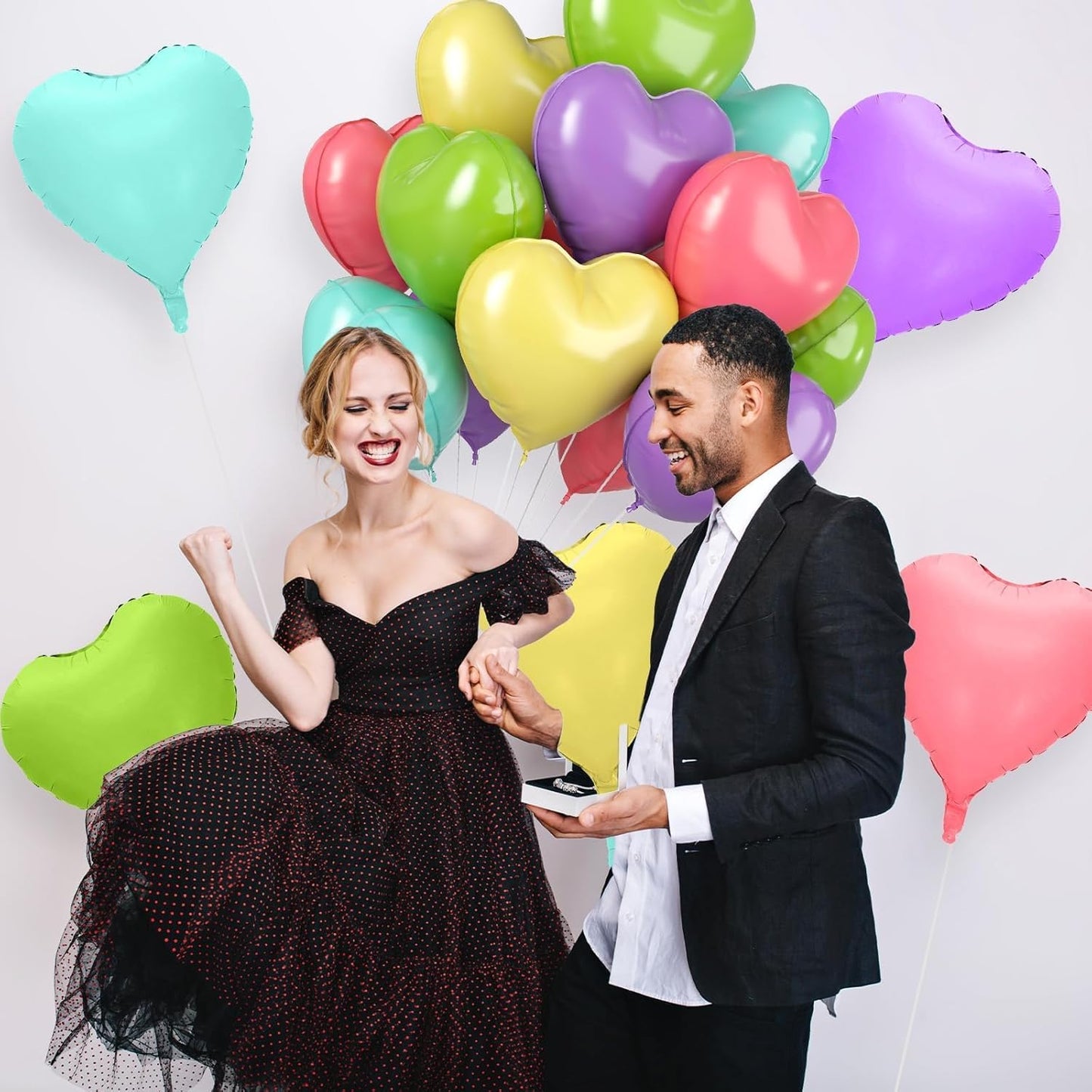 12 Pcs Heart Balloons, 18 inch Pastel Heart Shaped Balloons, Big Helium Balloon, Macaron Love Foil Balloon for Wedding Baby Shower Anniversary Backdrop Valentine Party Decoration