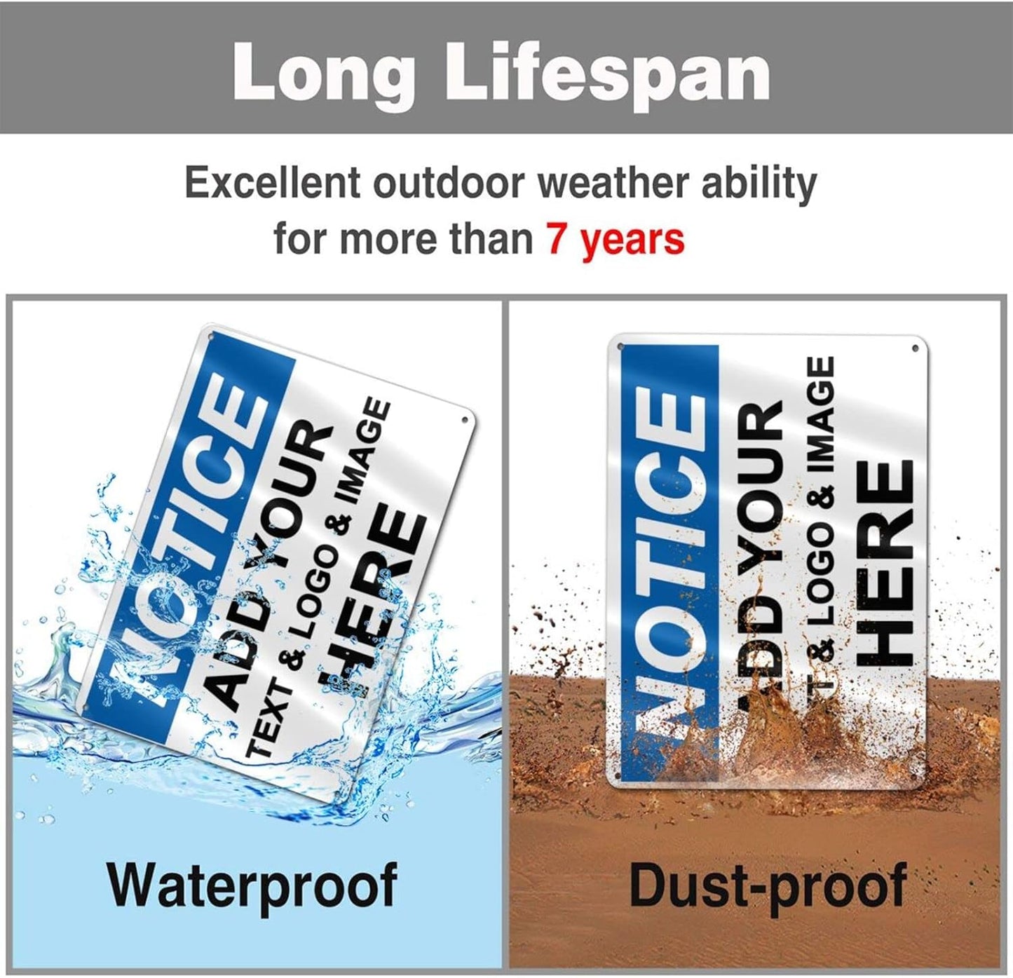 Custom Notice Signs Outdoor Metal - 12 x 8 Personalized Aluminum Caution Signs Rust-Proof Warning Sign Safety Signs for Home Business