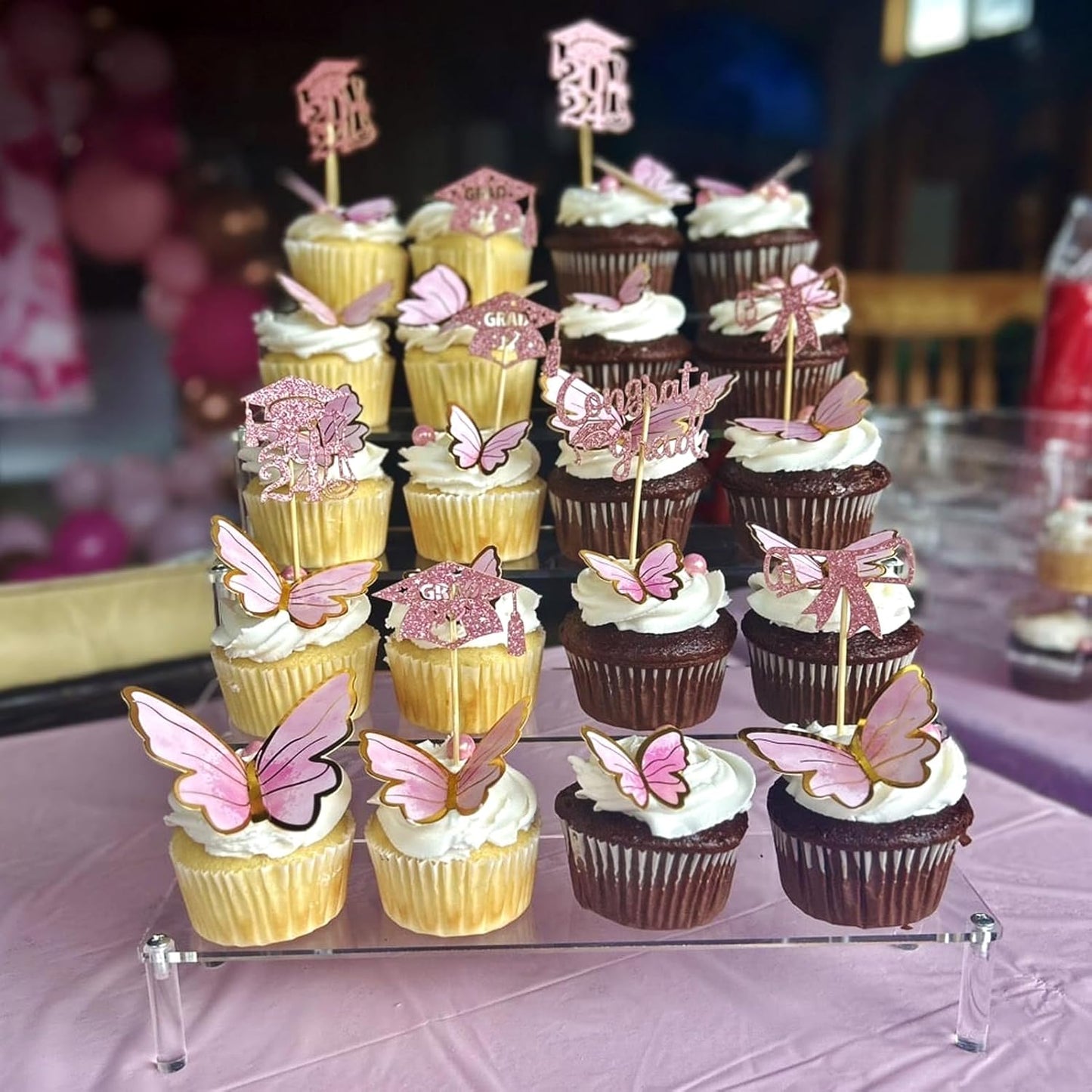 Acrylic 5-Tier Display Stand, Clear Perfume Organizer, Cupcake Stand Holder, Large Shelf Risers for Figures, Party Desserts, Home Decor