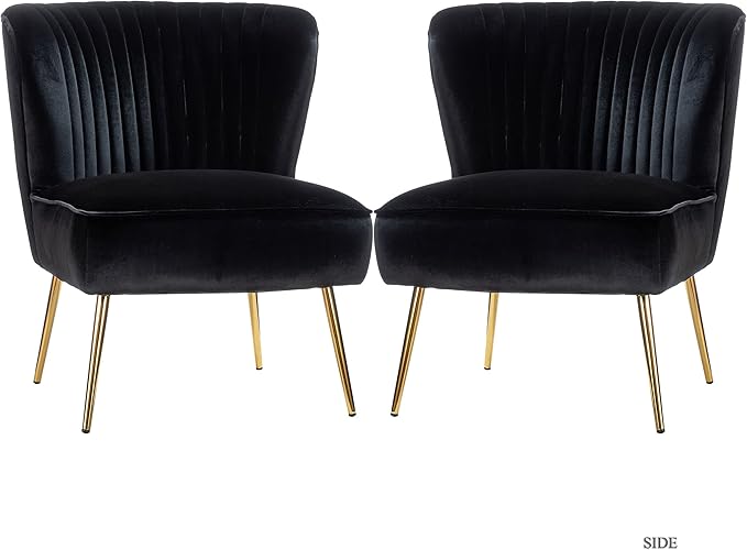 HULALA Home Velvet Accent Chair Set of 2, Modern Armless Upholstered Side Chair - Image 8