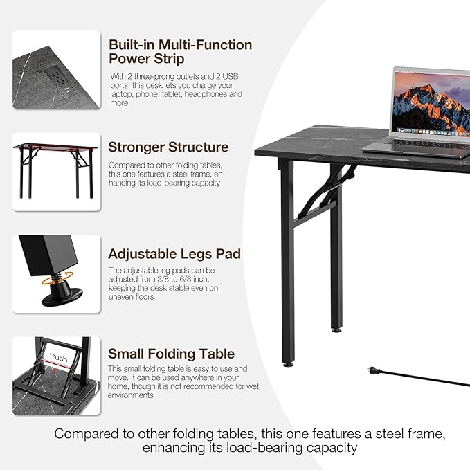TEMI Small Computer Desk Folding Table - Image 8