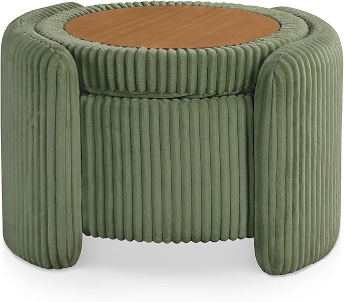 Furniture of America Lennox Modern Chenille 25-inch Round Storage Ottoman - Image 16