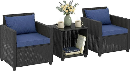 Outsunny 3 Piece Patio Furniture Set, Wicker Outdoor Bistro Set by Outsunny